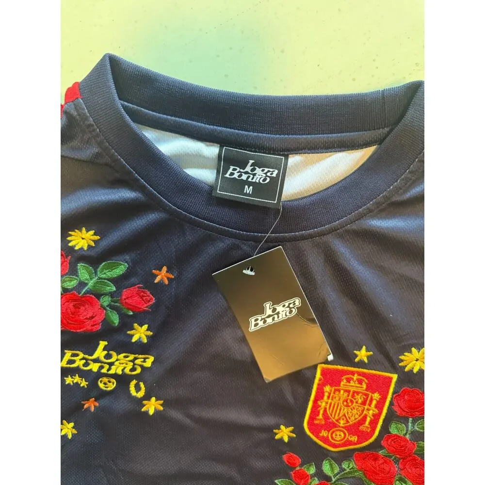 Joga Bonito Spain Soccer Jersey M Navy Red Rose Embroidered #19 Football Shirt N